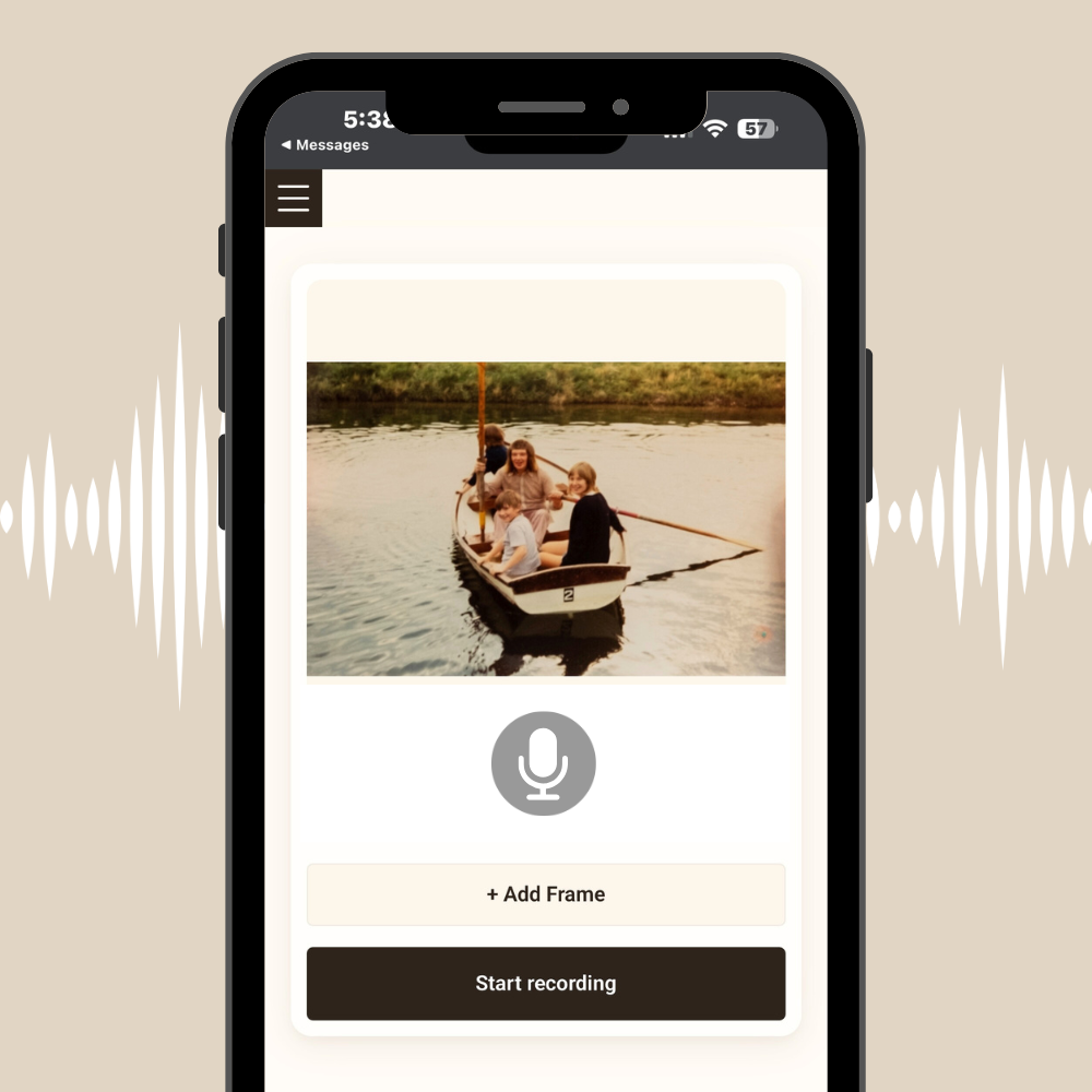 Voice Moments app screenshot showing voice recording step
